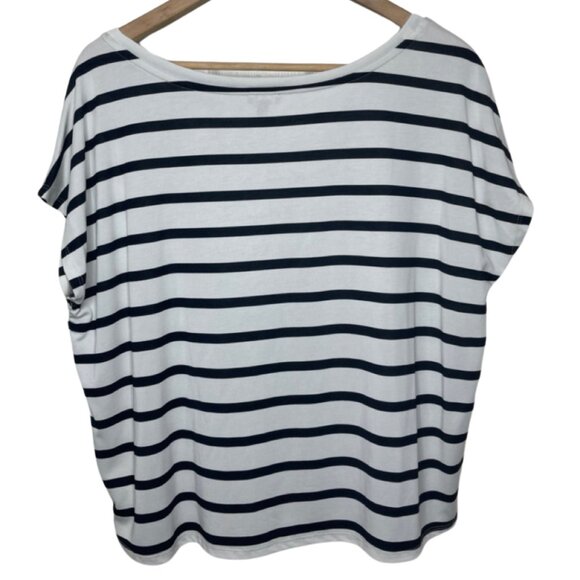 EXPRESS | Navy Blue & White Boxy Striped Short Sleeve Tee | Size M - Picture 5 of 11